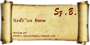 Szűcs Bene névjegykártya