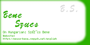 bene szucs business card